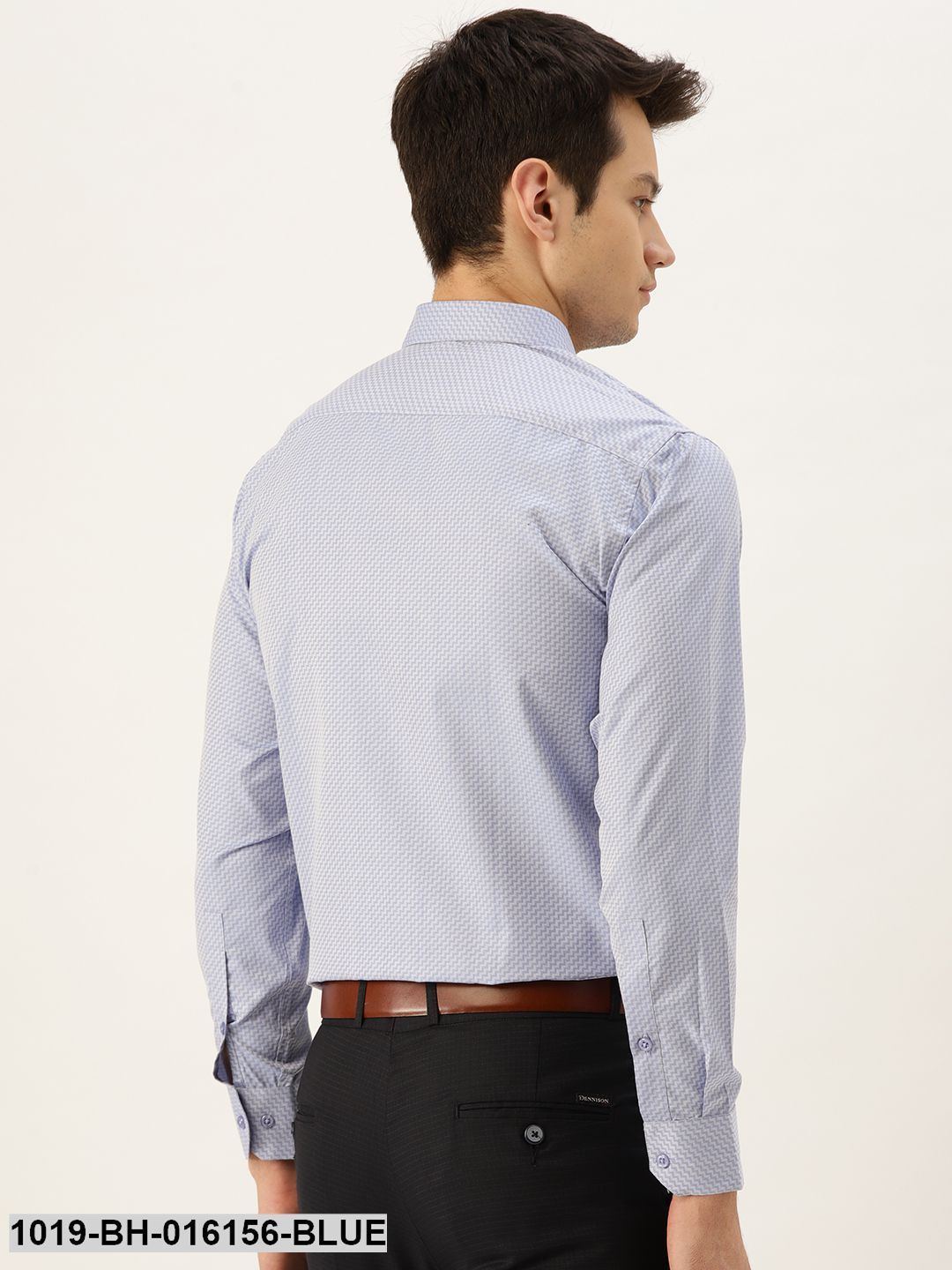 Men's Cotton Blue Self Design Formal Shirt