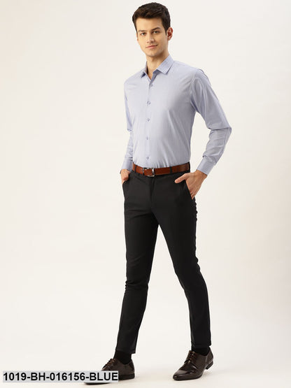 Men's Cotton Blue Self Design Formal Shirt