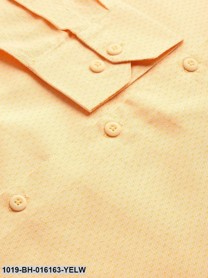 Men's Cotton Lemon Yellow Self Design Formal Shirt