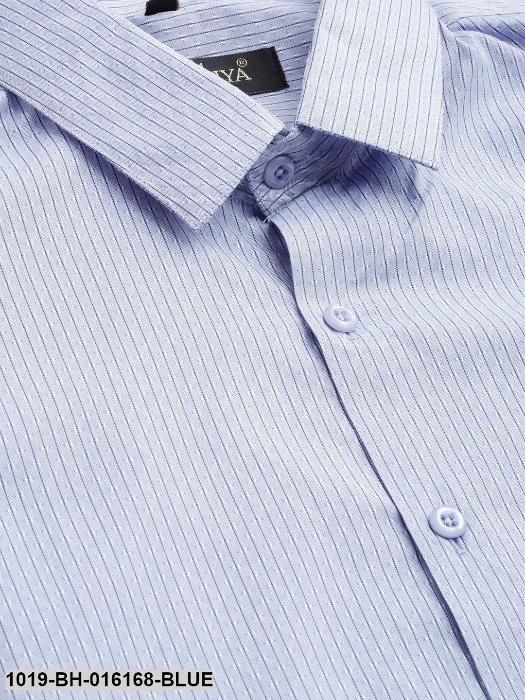 Men's Cotton Blue & Navy Blue Striped Formal Shirt