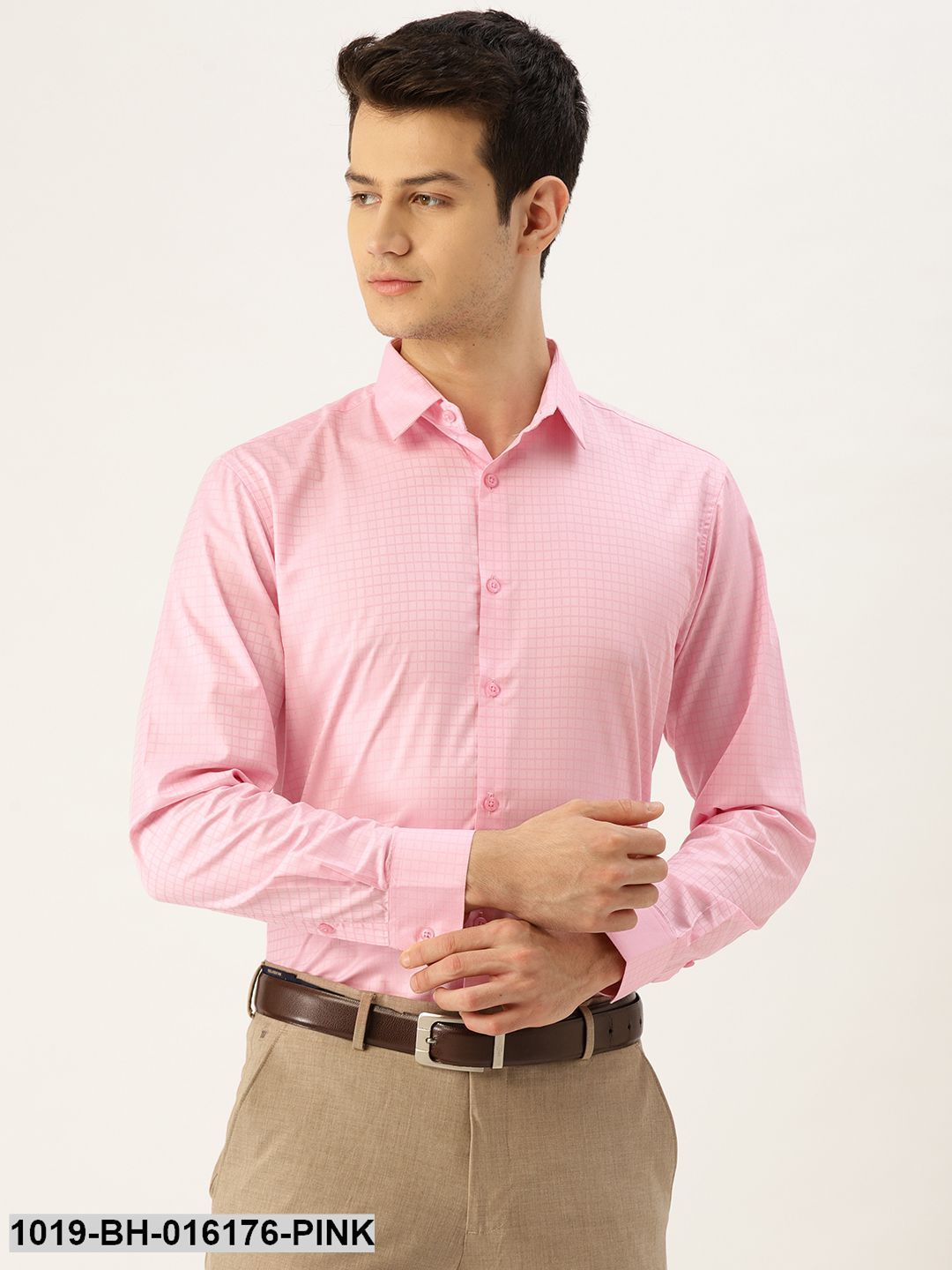 Men's Cotton Pink Checked Formal Shirt