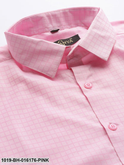 Men's Cotton Pink Checked Formal Shirt