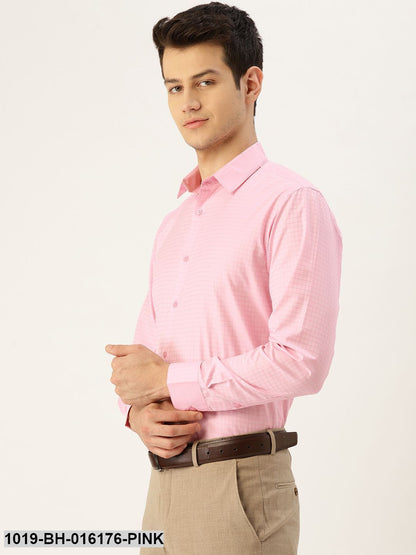 Men's Cotton Pink Checked Formal Shirt