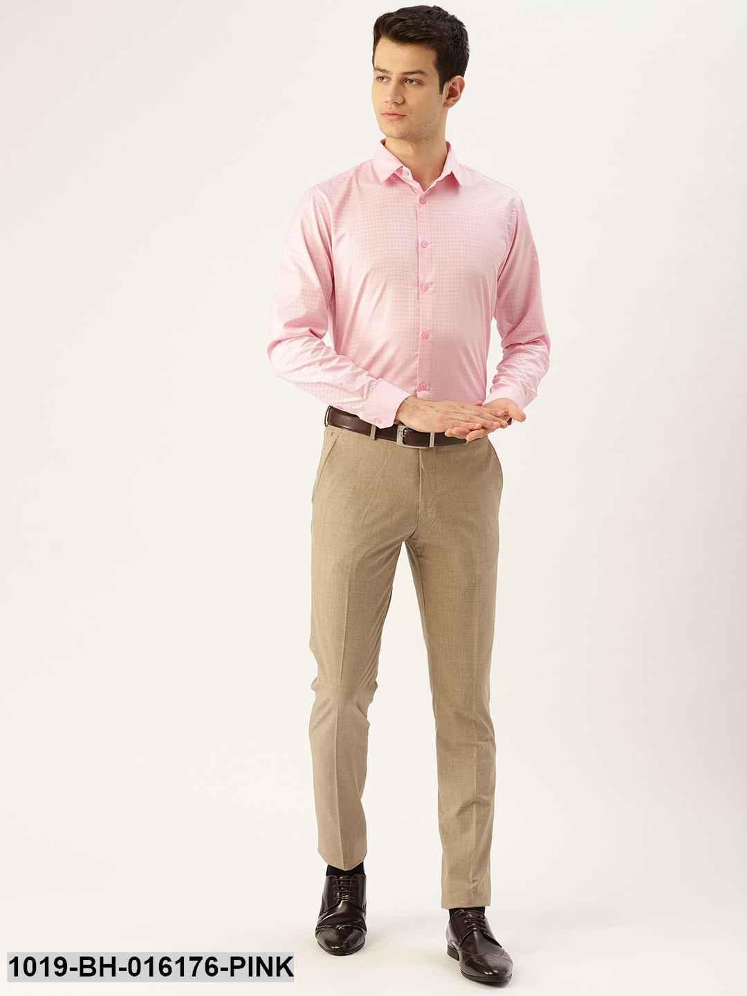 Men's Cotton Pink Checked Formal Shirt