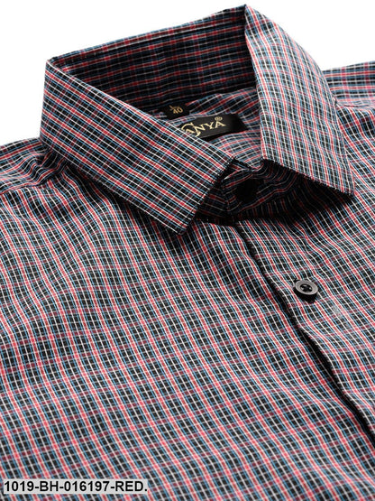 Men's Cotton Red & Multi Checked Formal Shirt