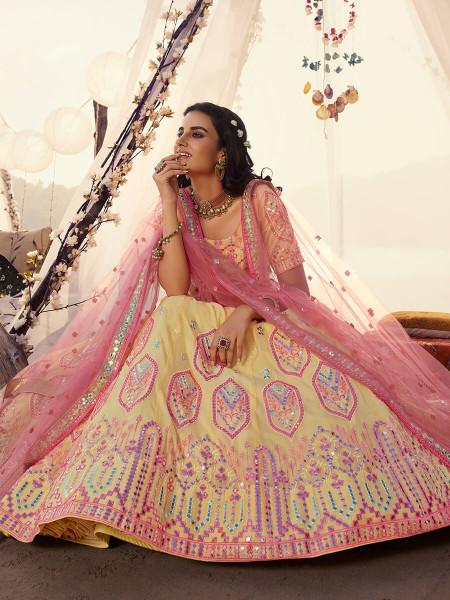 Women's  Off White Embroidered Organza Lehenga