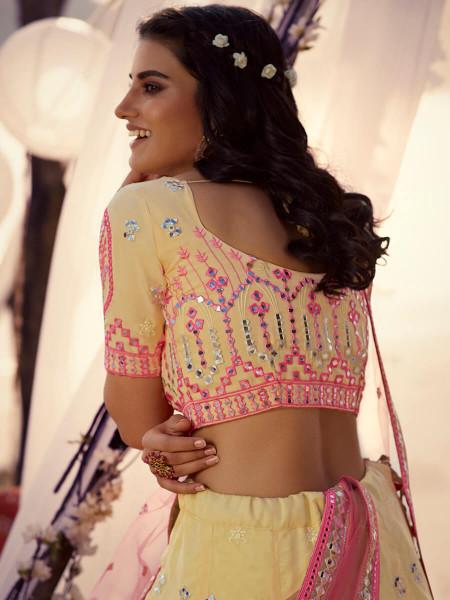 Women's  Off White Embroidered Organza Lehenga