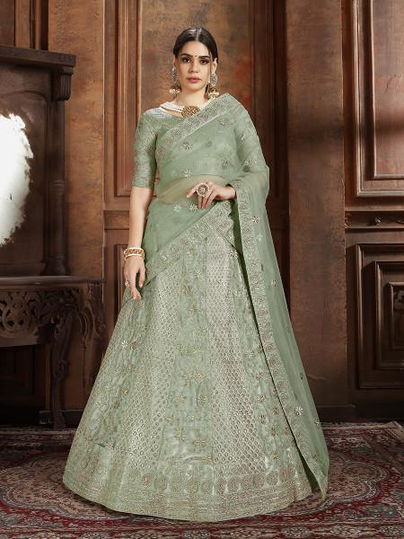 Women's Soft Net Heavy Embroidered Lehenga