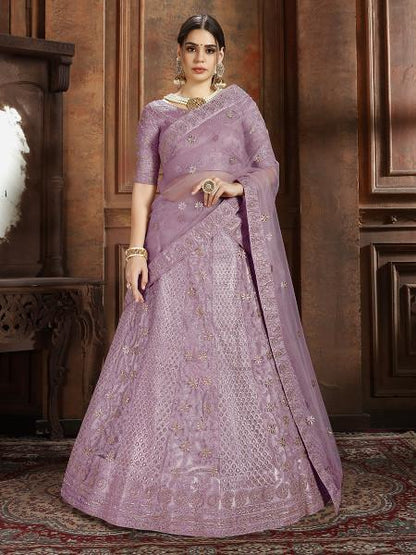 Women's Soft Net Heavy Embroidered Lehenga