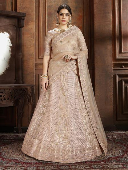 Women's Soft Net Heavy Embroidered Lehenga