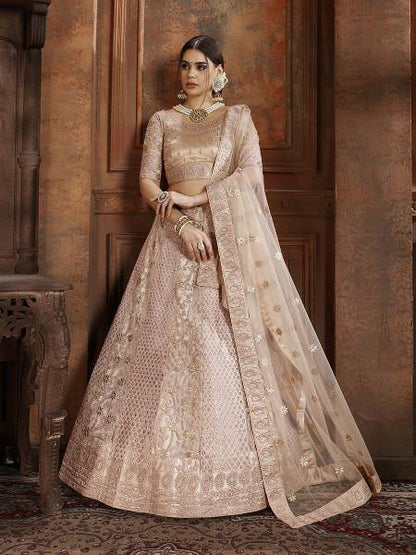 Women's Soft Net Heavy Embroidered Lehenga