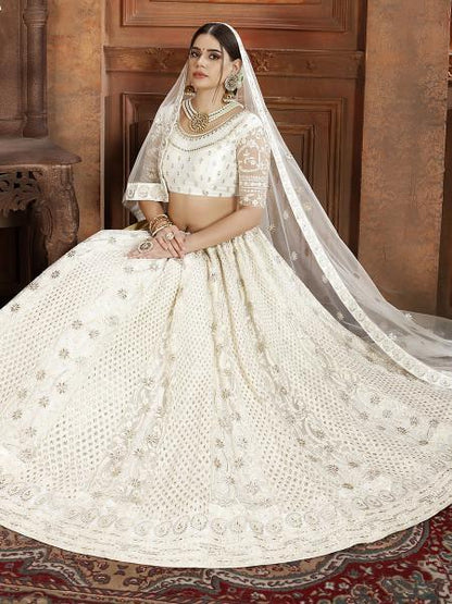 Women's Soft Net Heavy Embroidered Lehenga