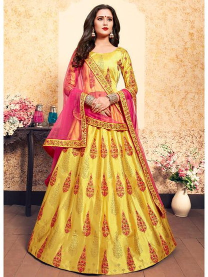 Women's Satin Embroidered Lehenga