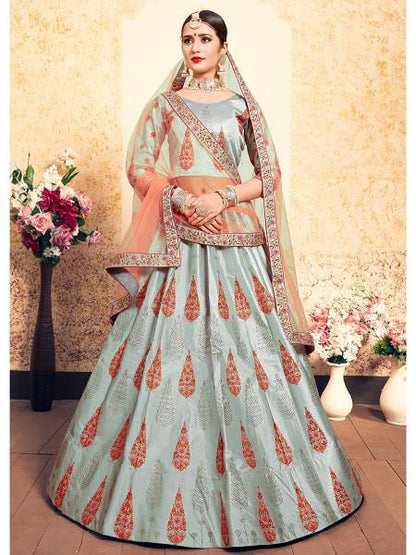 Women's Satin Embroidered Lehenga