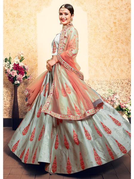 Women's Satin Embroidered Lehenga