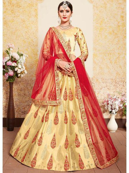 Women's Satin Embroidered Lehenga