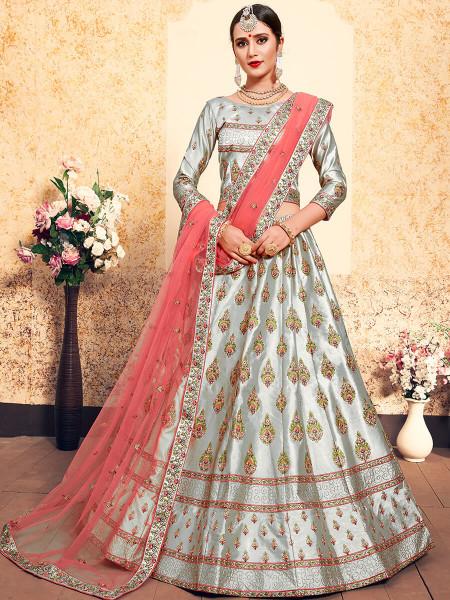 Women's Satin Embroidered Lehenga