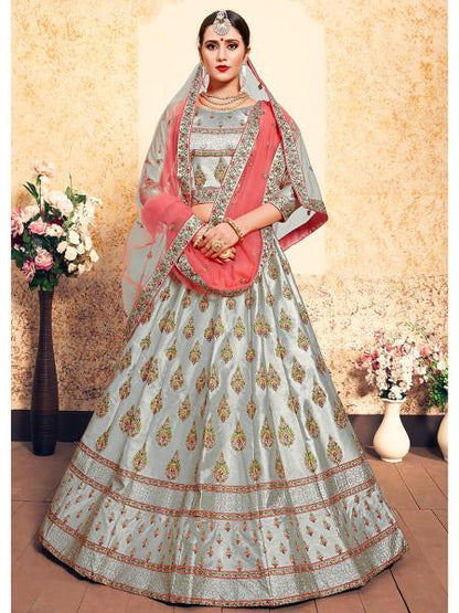 Women's Satin Embroidered Lehenga