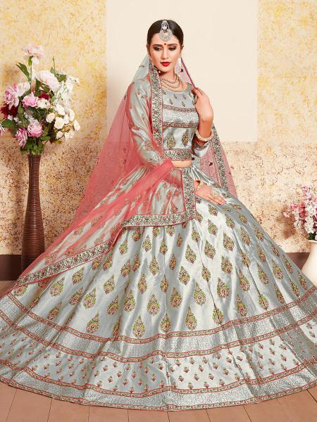 Women's Satin Embroidered Lehenga