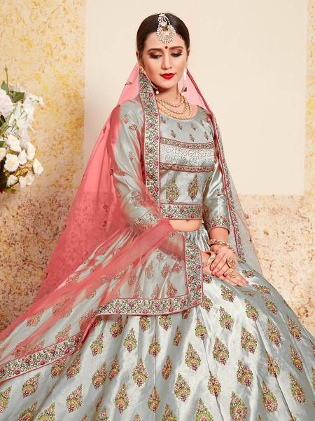 Women's Satin Embroidered Lehenga