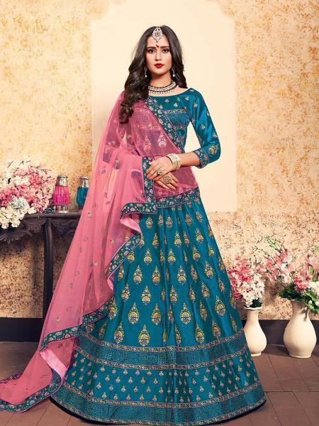 Women's Satin Embroidered Lehenga