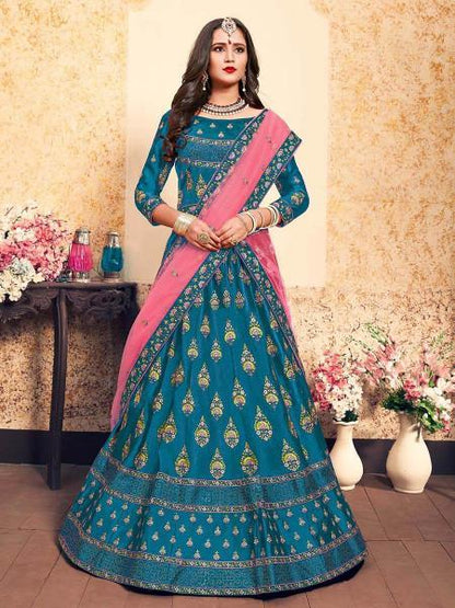 Women's Satin Embroidered Lehenga