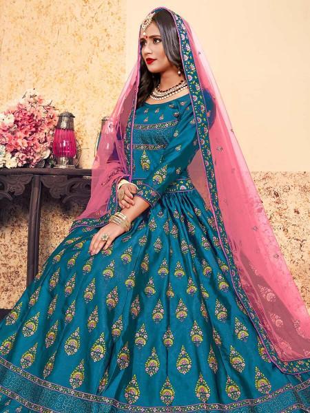 Women's Satin Embroidered Lehenga