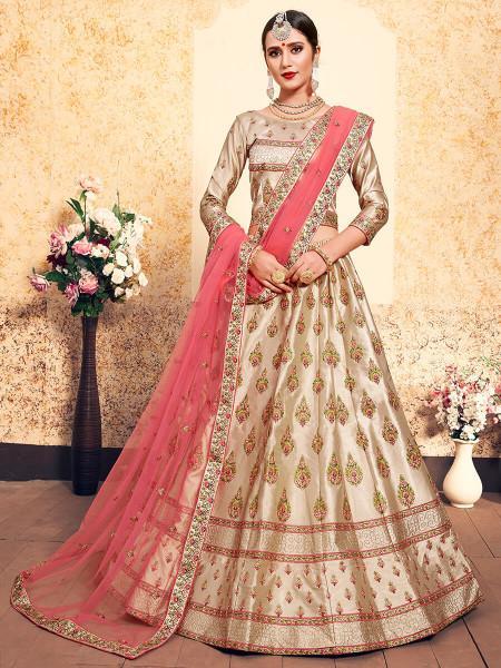 Women's Satin Embroidered Lehenga