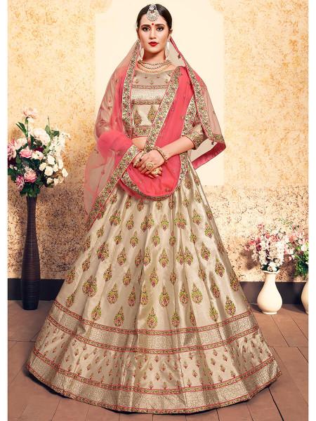 Women's Satin Embroidered Lehenga