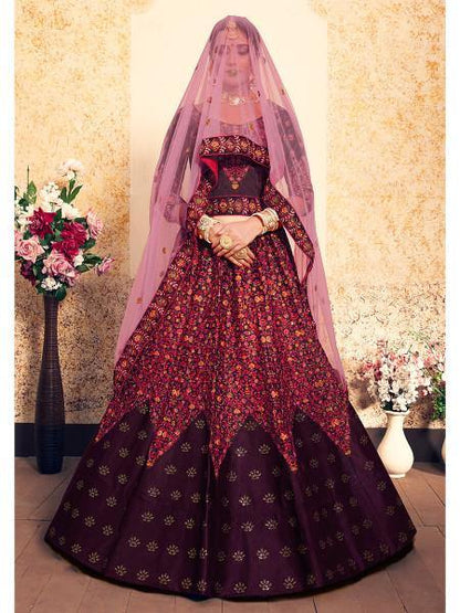 Women's Satin Embroidered Lehenga