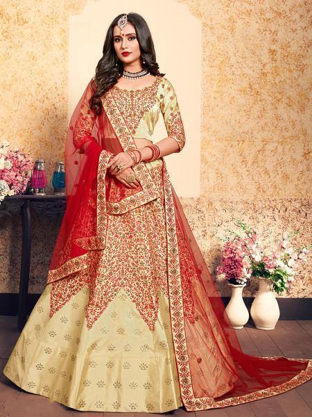 Women's Satin Embroidered Lehenga