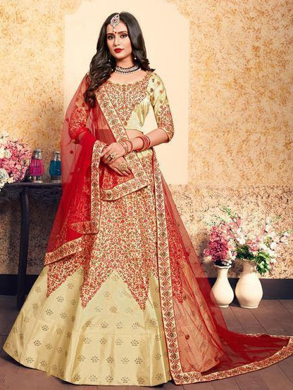 Women's Satin Embroidered Lehenga