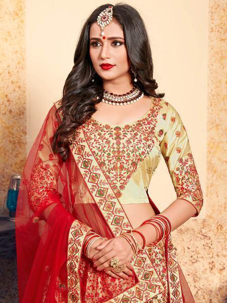 Women's Satin Embroidered Lehenga