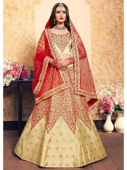 Women's Satin Embroidered Lehenga