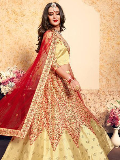 Women's Satin Embroidered Lehenga