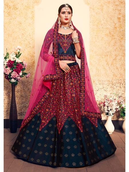 Women's Satin Embroidered Lehenga