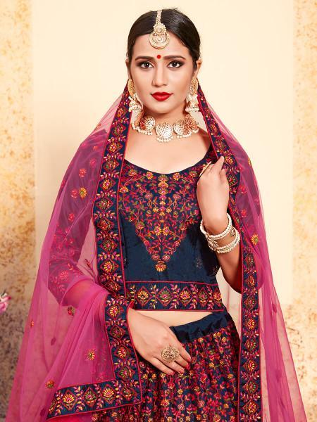 Women's Satin Embroidered Lehenga