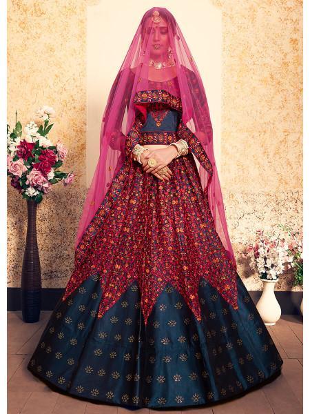 Women's Satin Embroidered Lehenga