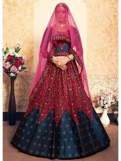 Women's Satin Embroidered Lehenga