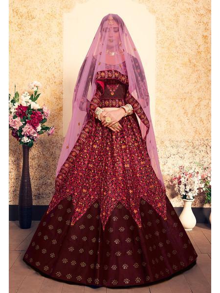 Women's Satin Embroidered Lehenga