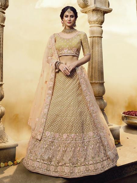 Women's  Golden Heavy Embroidered Georgette Lehenga