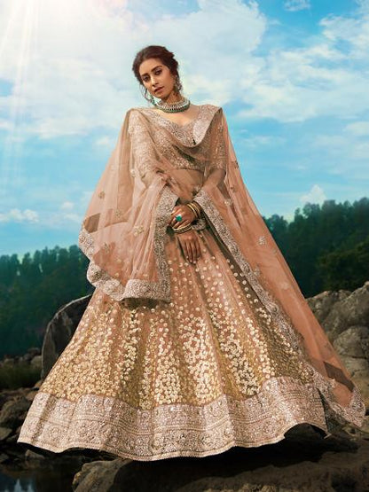 Women's  Light Brown Art Silk Lehenga