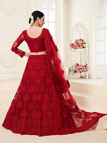 Women's Heavy Embroidered Net Lehenga