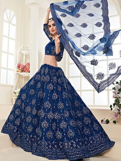 Women's Heavy Embroidered Net Lehenga