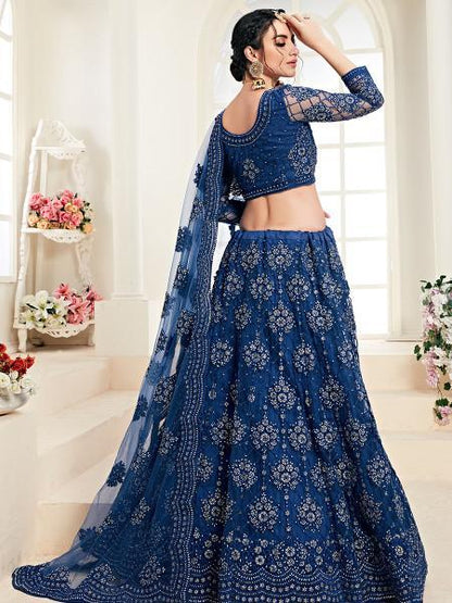 Women's Heavy Embroidered Net Lehenga