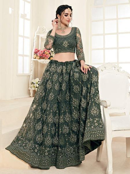 Women's Heavy Embroidered Net Lehenga