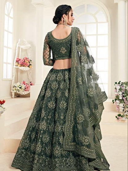 Women's Heavy Embroidered Net Lehenga