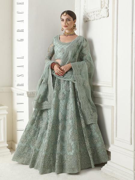 Women's Heavy Embroidered Net Lehenga