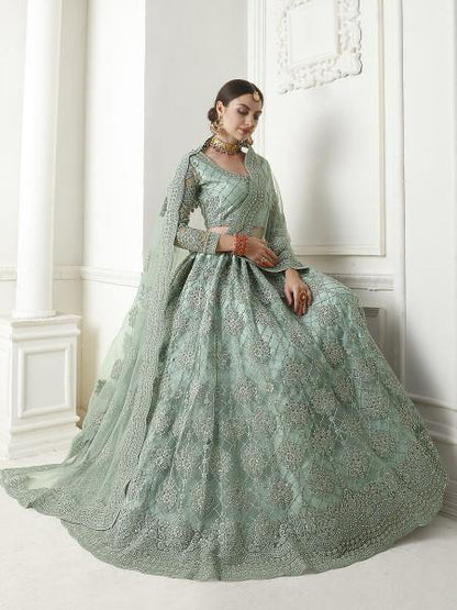 Women's Heavy Embroidered Net Lehenga