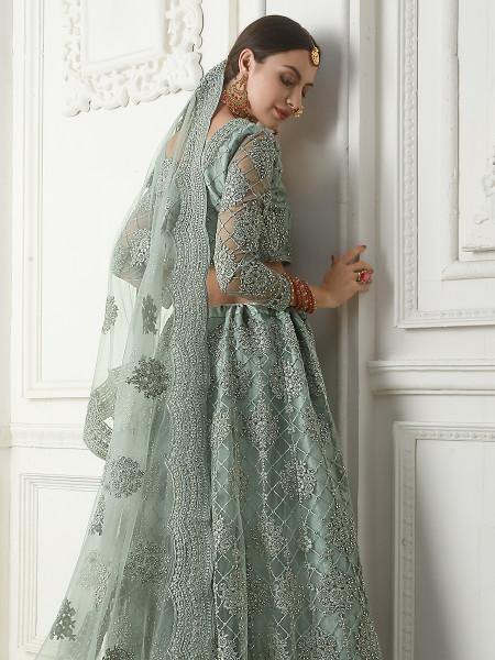 Women's Heavy Embroidered Net Lehenga